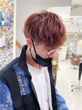 ミディアム メンズ ボブ ブリーチ/miinaのヘアスタイル