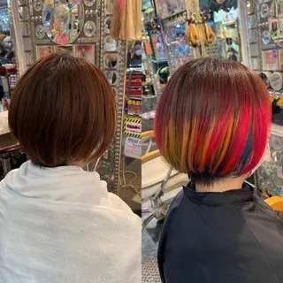 ショート カラー ヘアアレンジ haco+所属・🌈派手髪エクステ ブレイズ🌈ひろとのヘアスタイル