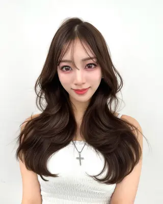 ロング 前髪顔まわりカット 🌈中村海聖のヘアスタイル