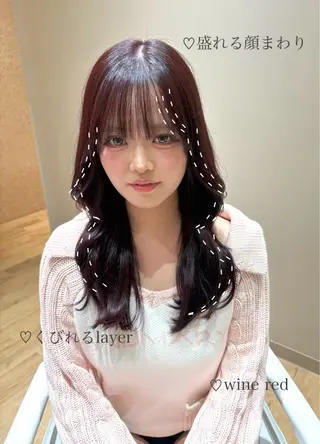 ロング カラー miwa♡暖色カラー 盛れる顔周り.ヘアメのヘアスタイル