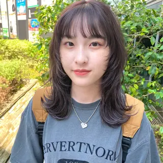 セミロング カラー パーマ ヘアアレンジ メンズ キッズ ネイル マツエク・マツパ EMANON梅田店所属・前川 朋香のヘアスタイル