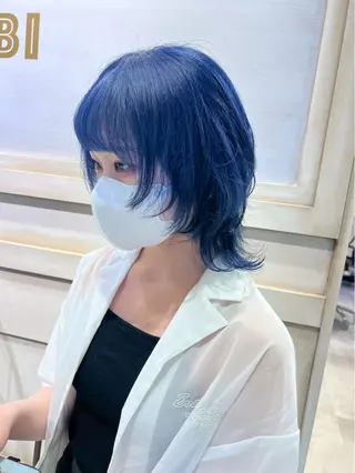 ミディアム カラー ハイトーンカラー/ 青髪/💙みずき💙のヘアスタイル