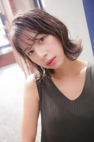 ミディアム カラー パーマ シェアサロン ルレイルのヘアスタイル