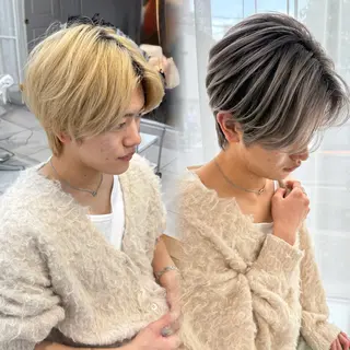 カラー メンズ バレイヤージュ/ シャドウルーツ/安室のヘアスタイル