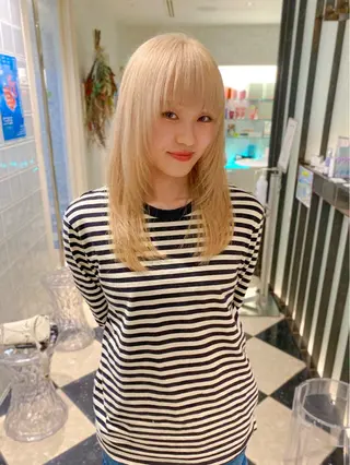 セミロング カラー メンズパーマ/ブリー チ/motokiのヘアスタイル