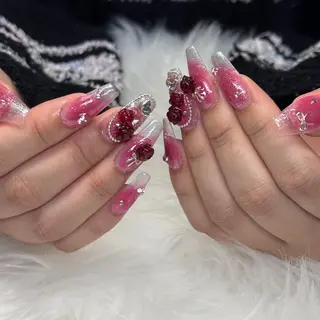 ネイル 🎀うかん 🎀チップ長さ出しのネイルデザイン