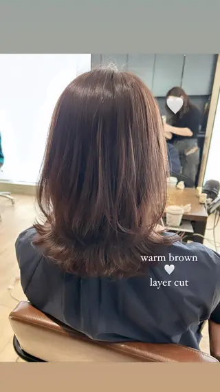ミディアム カラー 🍼顔周りカット/ レイヤー/小川華奈のヘアスタイル