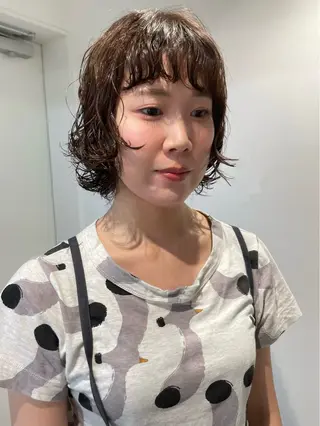 ミディアム パーマ レイヤーパーマ/ ショートパーマ/横浜のヘアスタイル
