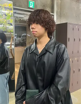 ショート カラー パーマ メンズ ナガノリノ /ボブ/ ベージュ/暖色のヘアスタイル