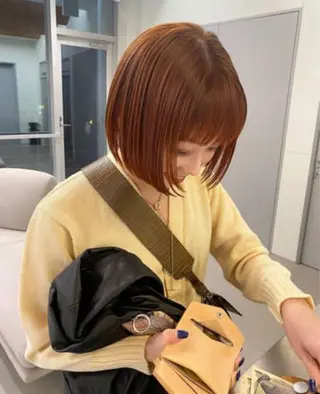 ショート カラー カットモデルレイヤー 暖色カラー モカ🎶のヘアスタイル