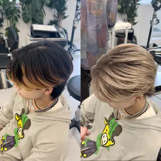 ミディアム メンズバレイヤージュ 🔥メンズカット🔥のヘアスタイル