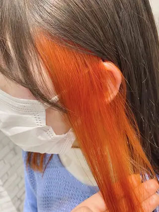 セミロング カラー ヘアアレンジ ブリーチなし艶カラー 東家のヘアスタイル