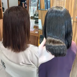 セミロング カラー 白髪ぼかし￤中央林間 ￤柳川拓哉のヘアスタイル