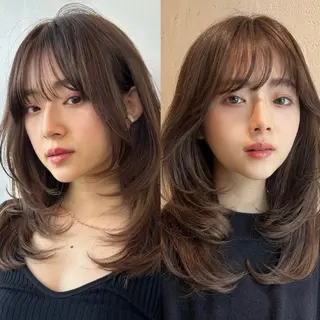 セミロング レイヤー・美髪カラー 北野天夕のヘアスタイル