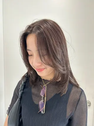 セミロング カラー 愛結 暖色カラー🎀🩰のヘアスタイル