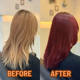 セミロング YASU🍎CUT 赤系カラー/ヘアケアのヘアスタイル