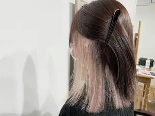 ミディアム ハイトーン髪質改善 家中貴典のヘアスタイル