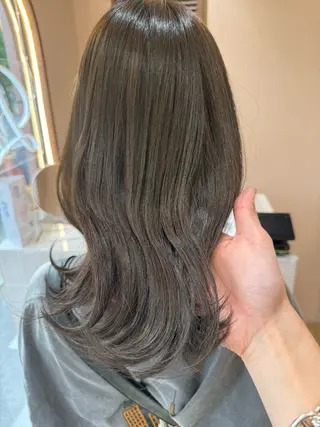 セミロング カラー 🥇ブリーチ無し 透明感🥇佐藤のヘアスタイル