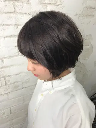ショート カラー パーマ ヘアアレンジ 韓国ヘア✨グレージュ カラーasamiのヘアスタイル