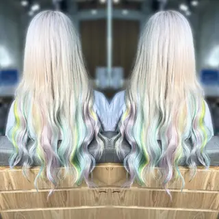 ロング カラー パーマ メンズ ヘアアレンジ 支持率NO1🌻韓国 ヘアー🧡エクステ◎のヘアスタイル
