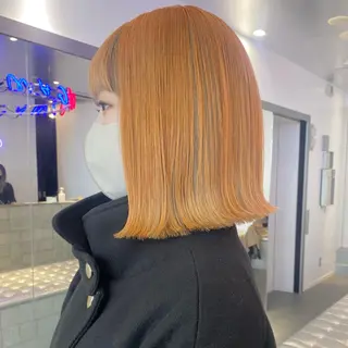 ミディアム カラー パーマ 🎨ハイトーン/ 切りっぱなし みつきのヘアスタイル