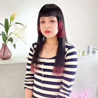 ロング カラー 🎀ダブルカラー/ ピンク×ガーリー🎀のヘアスタイル