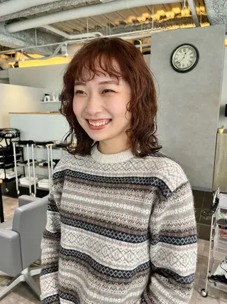 ミディアム パーマ ショート/パーマ/ カラー/FUKOのヘアスタイル