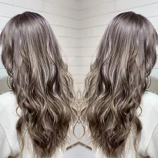 セミロング カラー ヘアアレンジ 髪質改善×ハイトーン 中田啄也のヘアスタイル