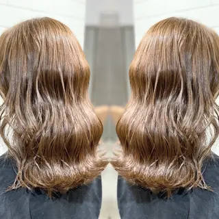 ミディアム カラー ヘアアレンジ 髪質改善×ハイトーン 中田啄也のヘアスタイル