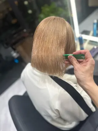 ミディアム カラー CS made by SHACHU栄店所属・透明感/ブリーチ縮毛 /髪質改善/星野純一のヘアスタイル