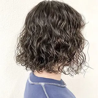 ミディアム パーマ ウルフレイヤー エクステ/kokiのヘアスタイル
