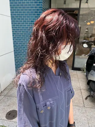 ロング カラー パーマ ヘアアレンジ メンズ キッズ ネイル マツエク・マツパ パーマスタイル🔅 sayacaのヘアスタイル