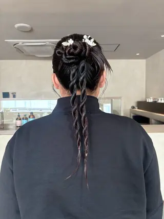 ヘアアレンジ ボブ/タイトアレンジ 個性派結婚式アレンジのヘアスタイル