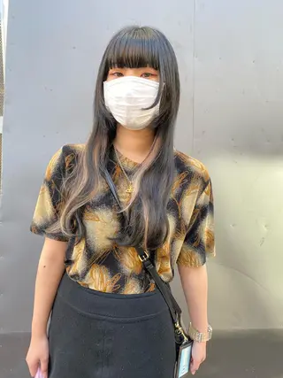 セミロング カラー レイヤーウルフ エクステ磯部のヘアスタイル