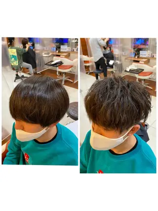 ショート パーマ メンズ 塩谷黎✨ブリーチ無W カラーメンズパーマ✨のヘアスタイル