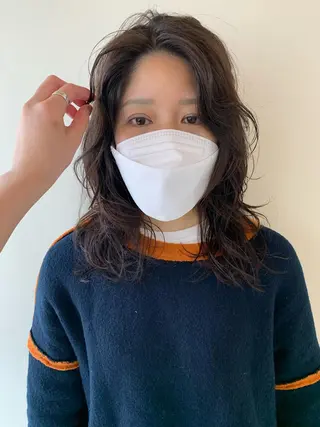 ミディアム カラー パーマ AR.MARA hair  studio所属・ウェーブパーマ サトウヒカルのヘアスタイル