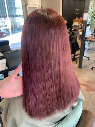 セミロング カラー まるおか あやかのヘアスタイル
