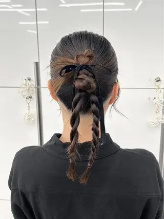 セミロング ヘアアレンジ 韓国ヘア/顔周り ヘアセット/加藤優里のヘアスタイル