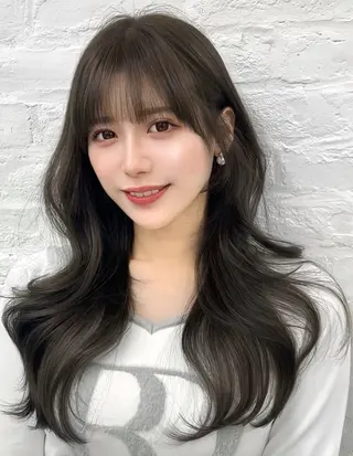 ロング カラー パーマ 韓国ヘア×顔まわり 🇰🇷和知拓郎のヘアスタイル