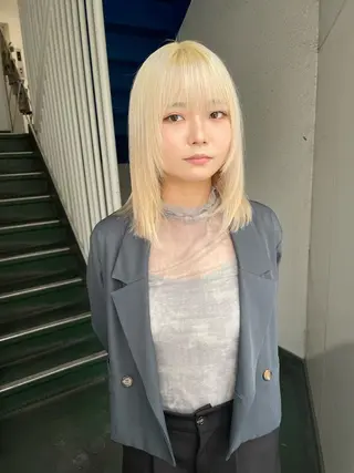 ミディアム カラー パーマ ヘアアレンジ メンズ ハイトーン/レイヤー 🌸さくらのヘアスタイル