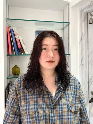 セミロング カラー パーマ 野中里紗/ ベージュカラーのヘアスタイル