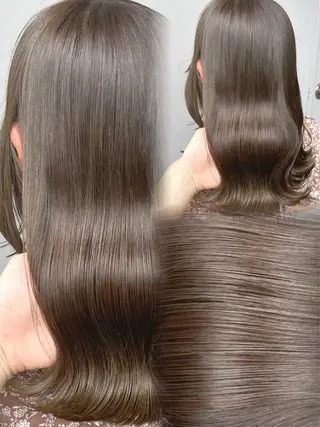 ロング カラー パーマ ヘアアレンジ メンズ キッズ 🦋透明感グレージュ /韓国レイヤー🦋のヘアスタイル