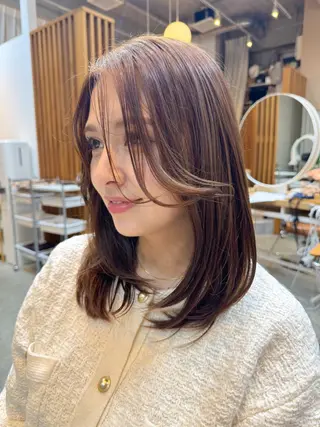 ミディアム カラー 🫧髪質改善/Wカラ ー 暖色 🌸桜🌸のヘアスタイル