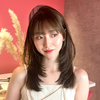 ロング カラー 山崎/ボブ縮毛矯正 レイヤー髪質改善のヘアスタイル