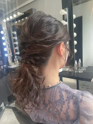 ミディアム ヘアアレンジ ブリーチなし透明感 タケザワミキのヘアスタイル