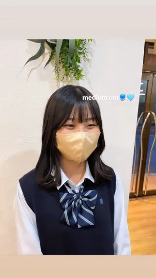 ミディアム 顔周りカット/ 似合わせ/momo/のヘアスタイル