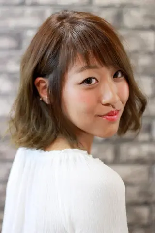 ミディアム カラー パーマ 柴田 陽平のヘアスタイル