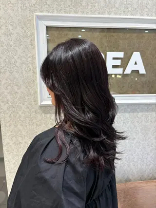 セミロング カラー 暖色カラー/ブリーチ なしカラー/艶カラーのヘアスタイル