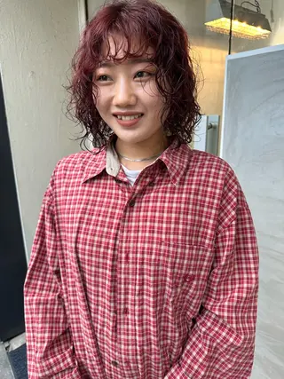 ショート カラー パーマ パーマ/透明感カラー /ボブ/吉田一生のヘアスタイル