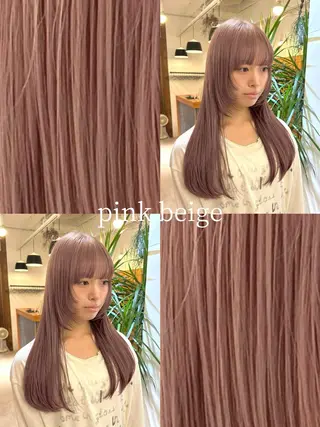 ロング カラー リンダ所属・ベージュ/顔周り カット/スズキのヘアスタイル